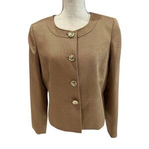 Tahari Arthur S. Levine Womens Jacquard Blazer Size 10 Brown